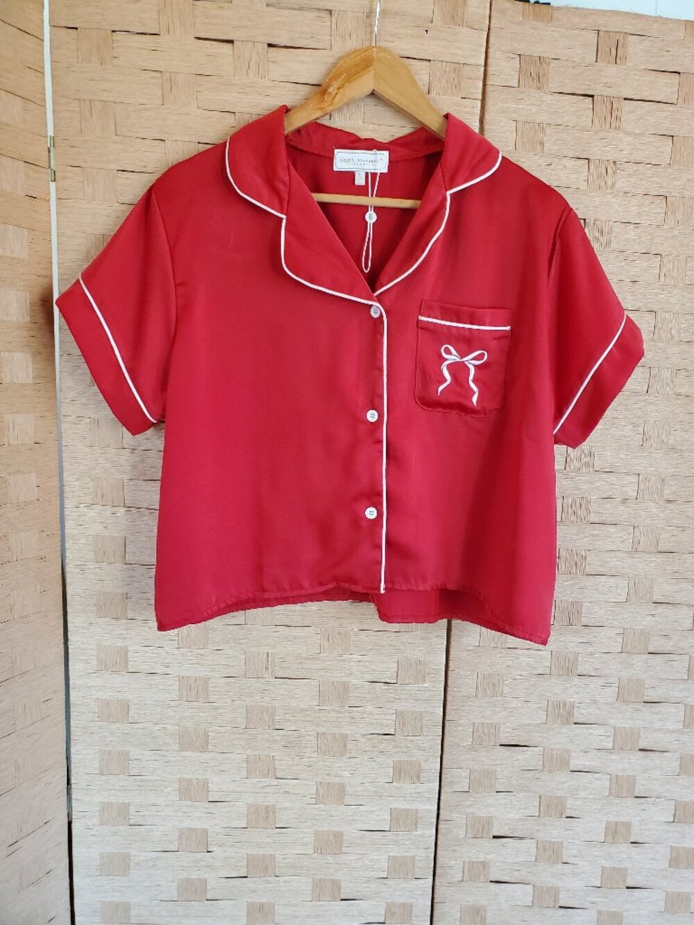 Simply Southern Pajama Top Size Large Holiday Cropped Short Sleeve